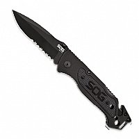 FF25-CP,SOG,Escape, zavírací nůž s klipem, černé kombinované ostří
